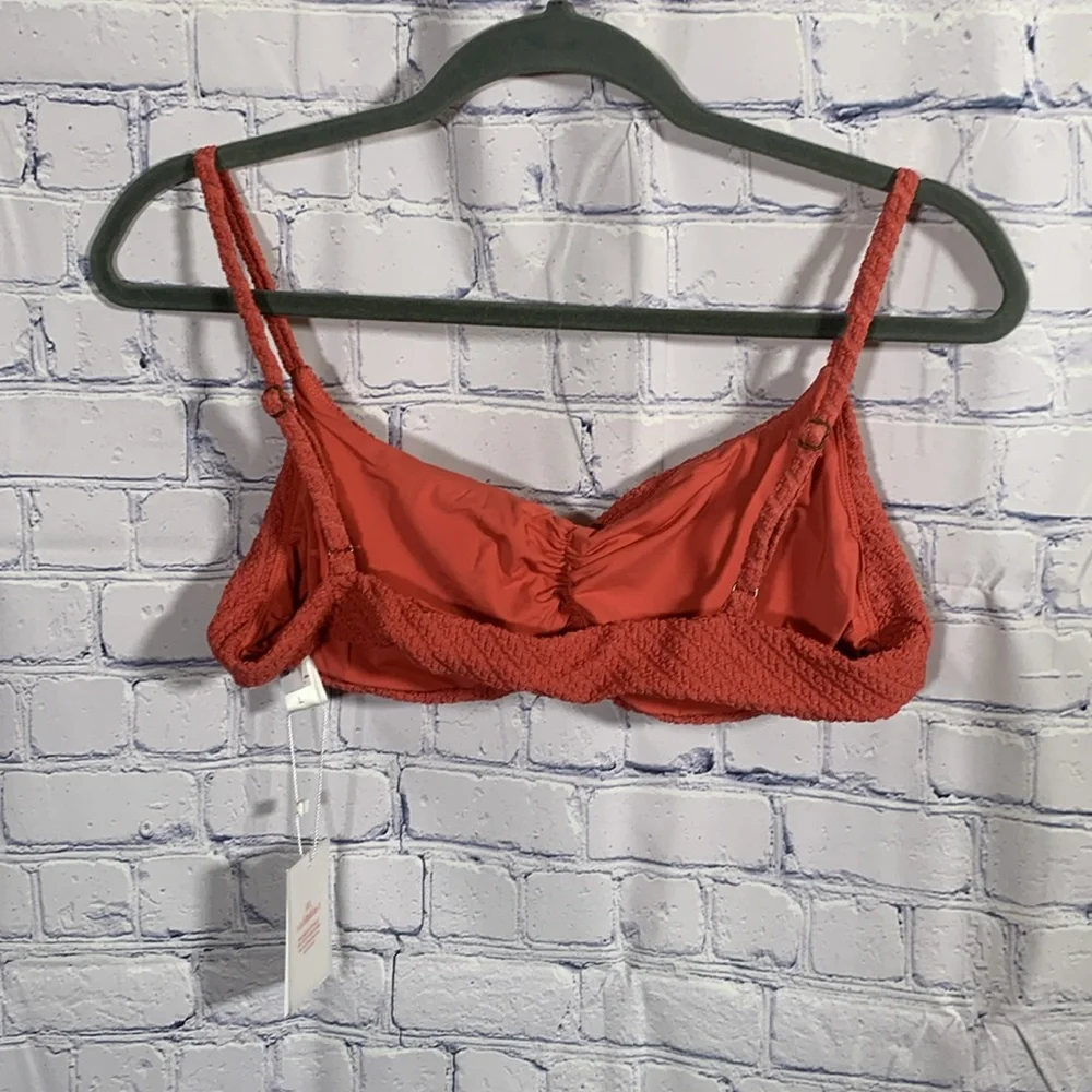 Andie Swim Womens Symi Bikini Top in Textured Pink Beach Vacation Cruise L NWT